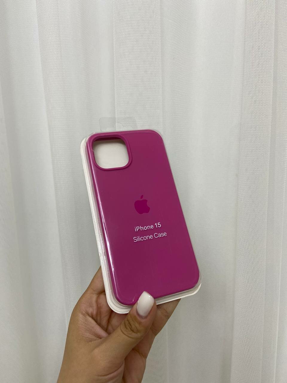 Чехол "темно-розовый", для iPhone 15, силикон, матовый, противоударный