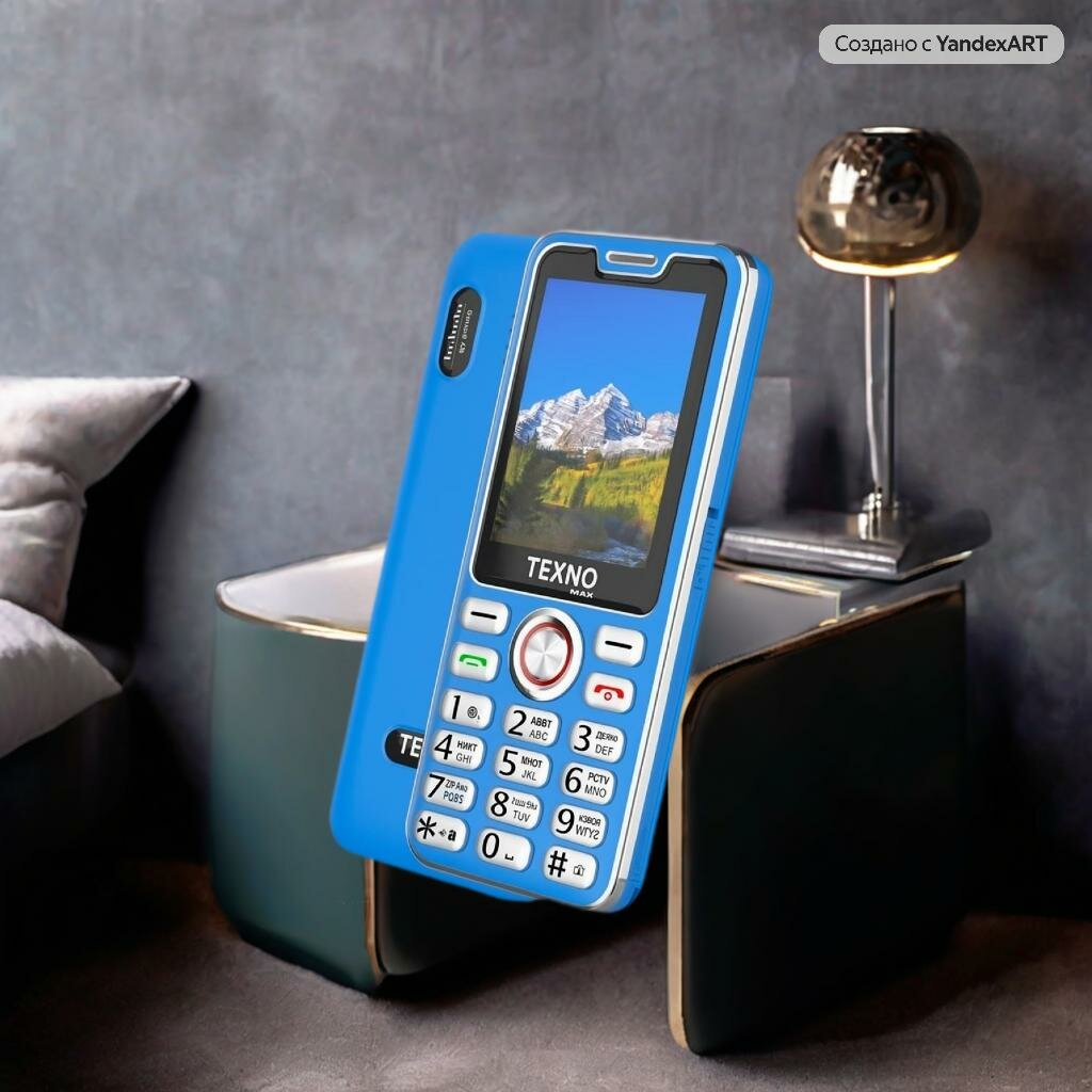 Texno Max 025 кнопочный телефон, два сим, фонарик, FM радио, синий
