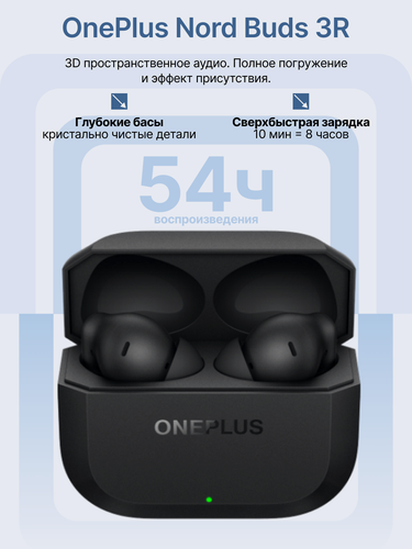Изображение товара Беспроводные наушники OnePlus Nord Buds 3R, E517A (Ash Black), черные
