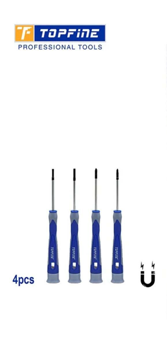 Профессиональный набор отверток TOPFINE из 4 предметов - сталь CR-V — фото 1