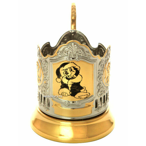 Подстаканник Собака, позолоченный, Кольчугино