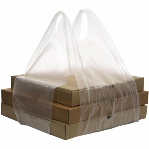 Пакет-майка поли-пак 32+24х60 см, для переноски коробок с пиццей, прозрачный, 14 мкм 100 шт/уп