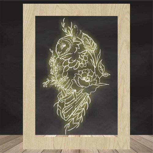 3Д Ночник с гравировкой / декоративный светильник в подарок - Серия животные Сова