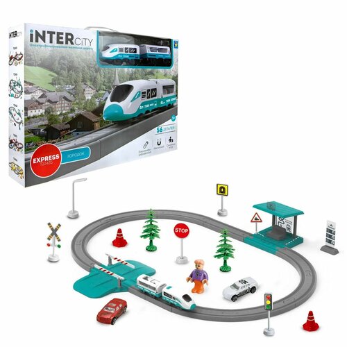 1 TOY InterCity Express Городок, Т22435, 56 дет., белый/голубой железные дороги 1 toy intercity express набор железная дорога большое путешествие