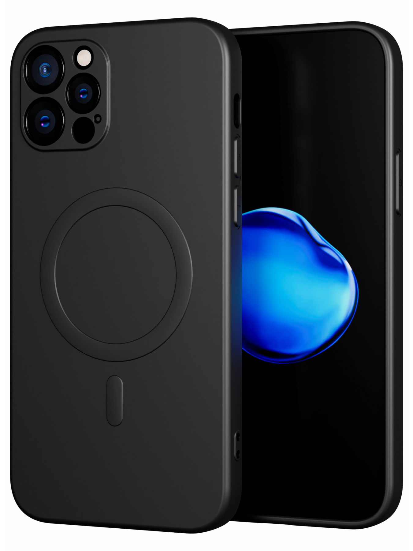 Чехол Mcover "черный", для iPhone 12 Pro Max, противоударный, силикон, soft-touch, MagSafe — фото 1