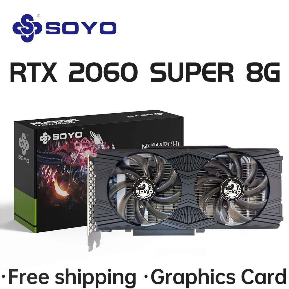 SOYO NVIDIA GeForce RTX2060 SUPER 8G GDDR6 Видеопамять HDMI DP PCIE3.0x16 Игровая видеокарта для настольных ПК