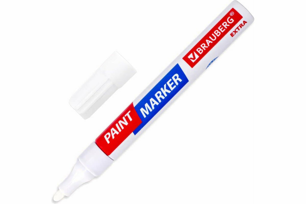 BRAUBERG EXTRA лаковый маркер-краска 4 мм белый улучшенная нитро-основа для стекла