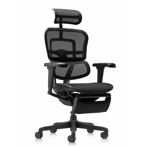 Кресло FALTO Ergohuman Ultra с подножкой ( чёрный каркас /сетка чёрный T-168-B1 Black ) черный