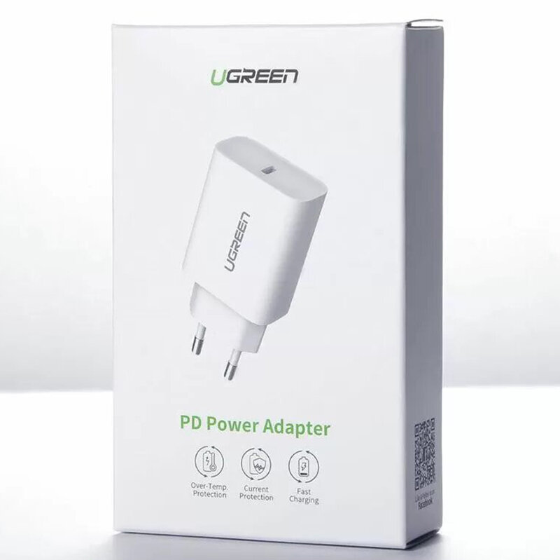 Сетевое зарядное устройство UGREEN CD137-60450 White (1 USB-C, PD 20W Fast Charge) — фото 1