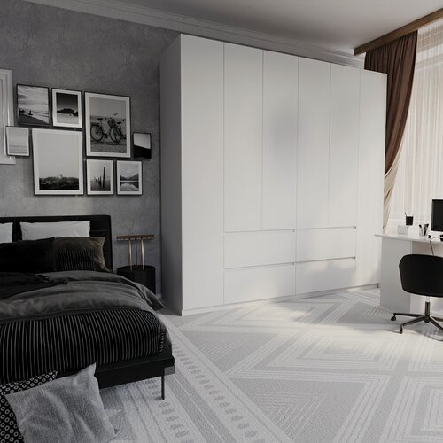 Изображение товара Шкаф распашной "Рейндж 1-1", 2100x2400x500 мм, белый, 6 дверей, 12 полок, в офис