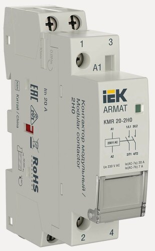 Изображение товара ARMAT Контактор модульный KMR, 20А, 230В , AC, 2НО, IEK, винтовое соединение