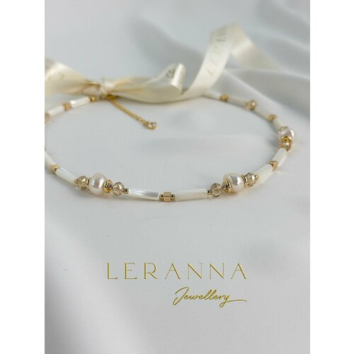 Колье LERANNA, перламутр, длина 38 см, белый, золотой