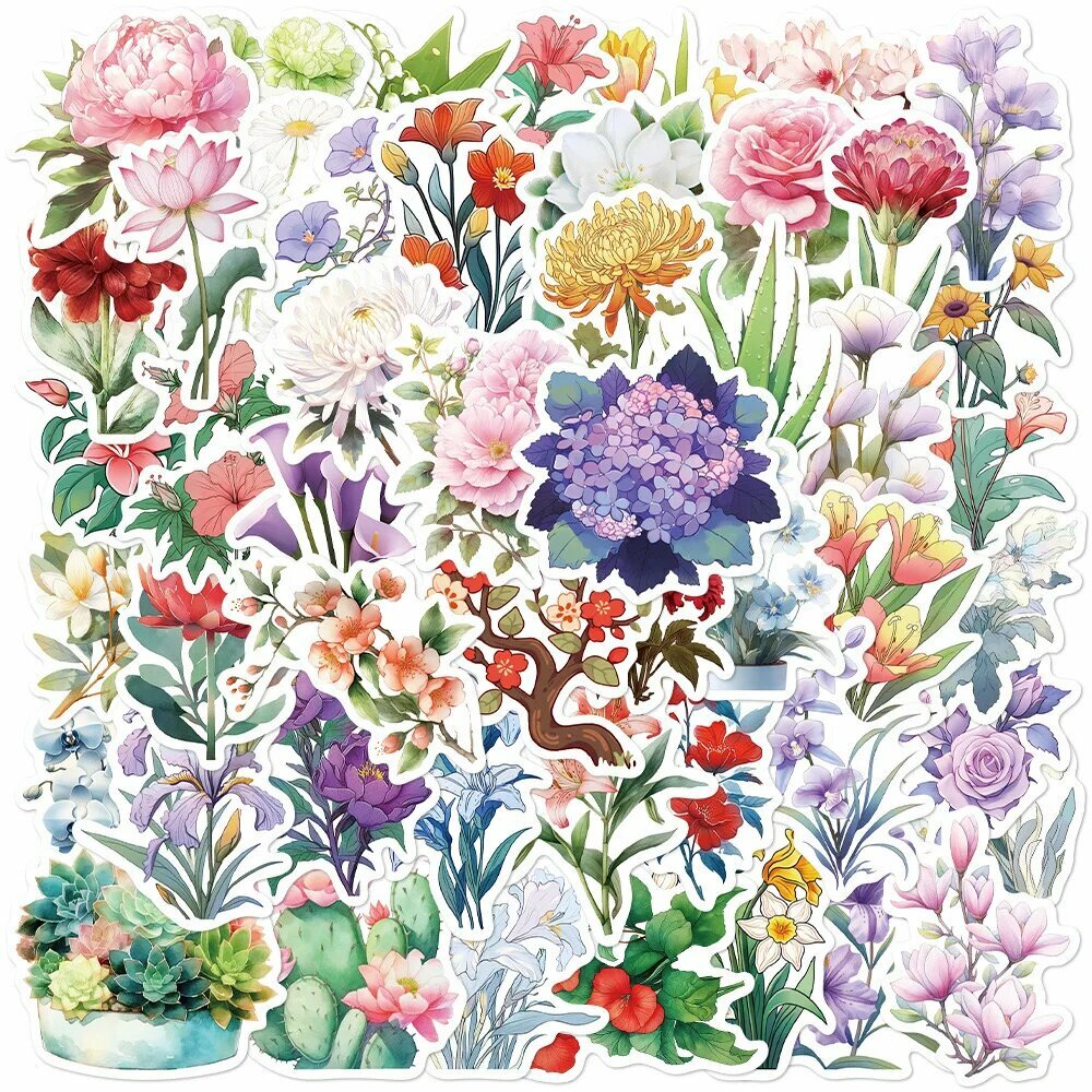 10/50 шт, наклейки в виде цветов, 50pcs