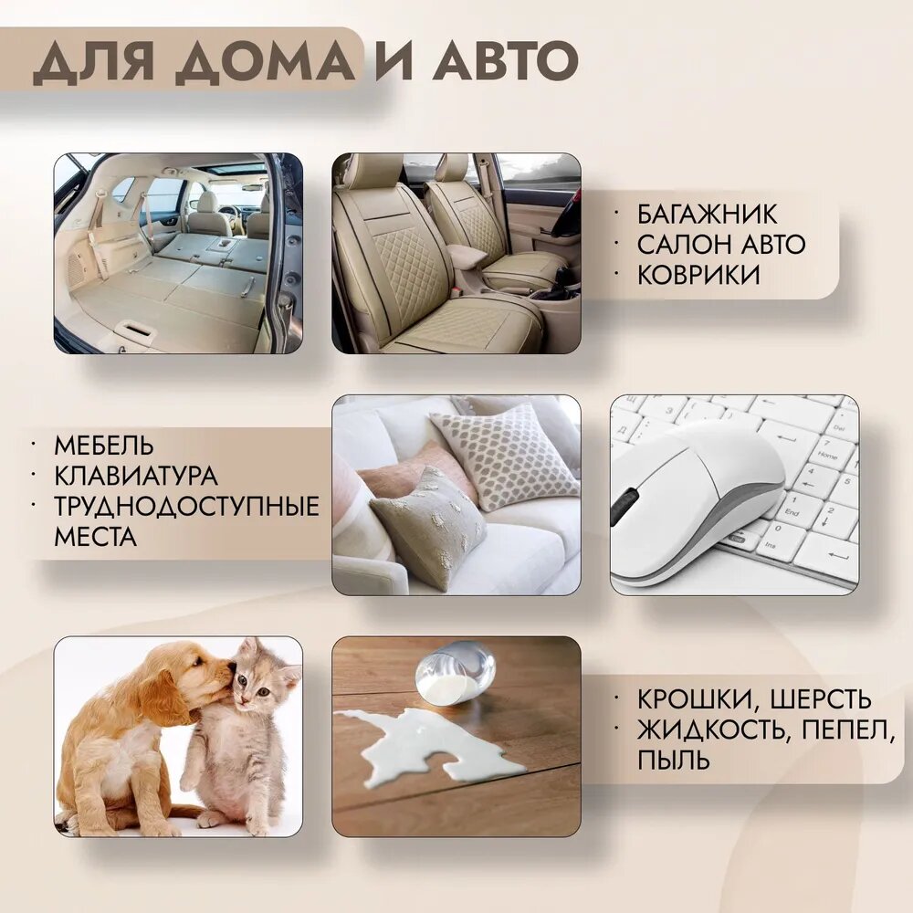 Пылесос беспроводной аккумуляторный вертикальный, 120 Ватт, объем пылесборника 0,35 л, ручной, для сухой уборки, беспроводной пылесос для уборки дома, офиса, машины, цвет белый — фото 1
