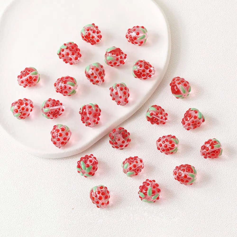 Бусины стеклянные клубника 4 шт. 5