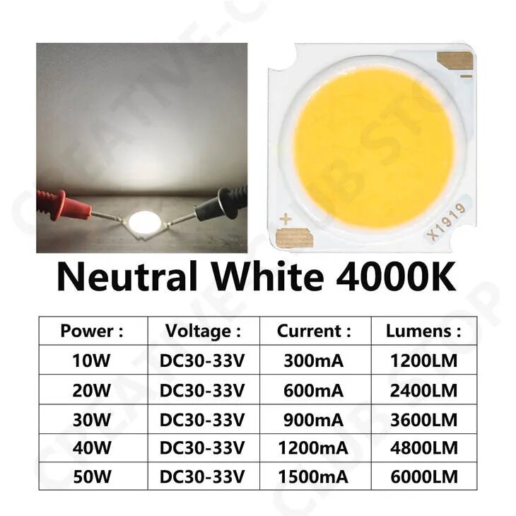 Светодиодный чип 30W Neutral White 4000K