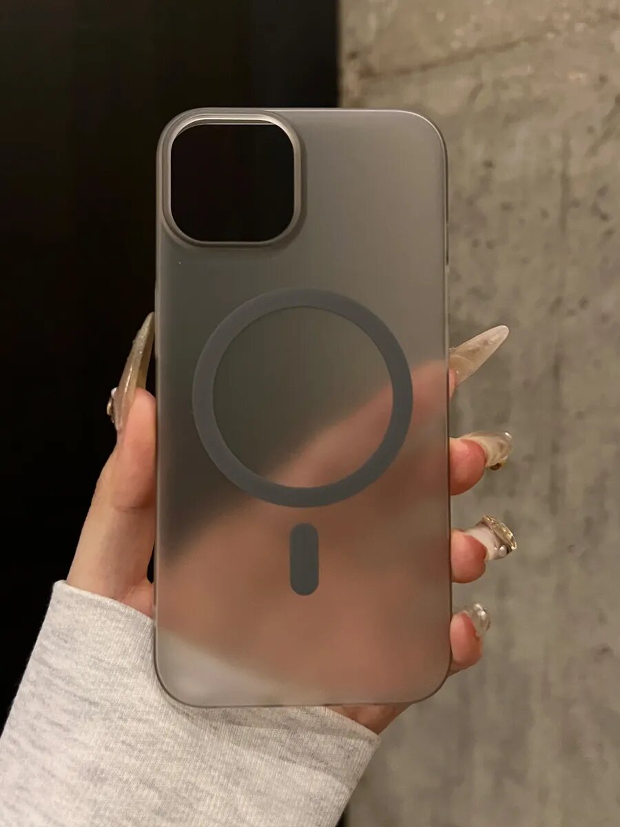 Чехол О'кейси, для iPhone 13, 14, MagSafe, силиконовый, серый/прозрачный