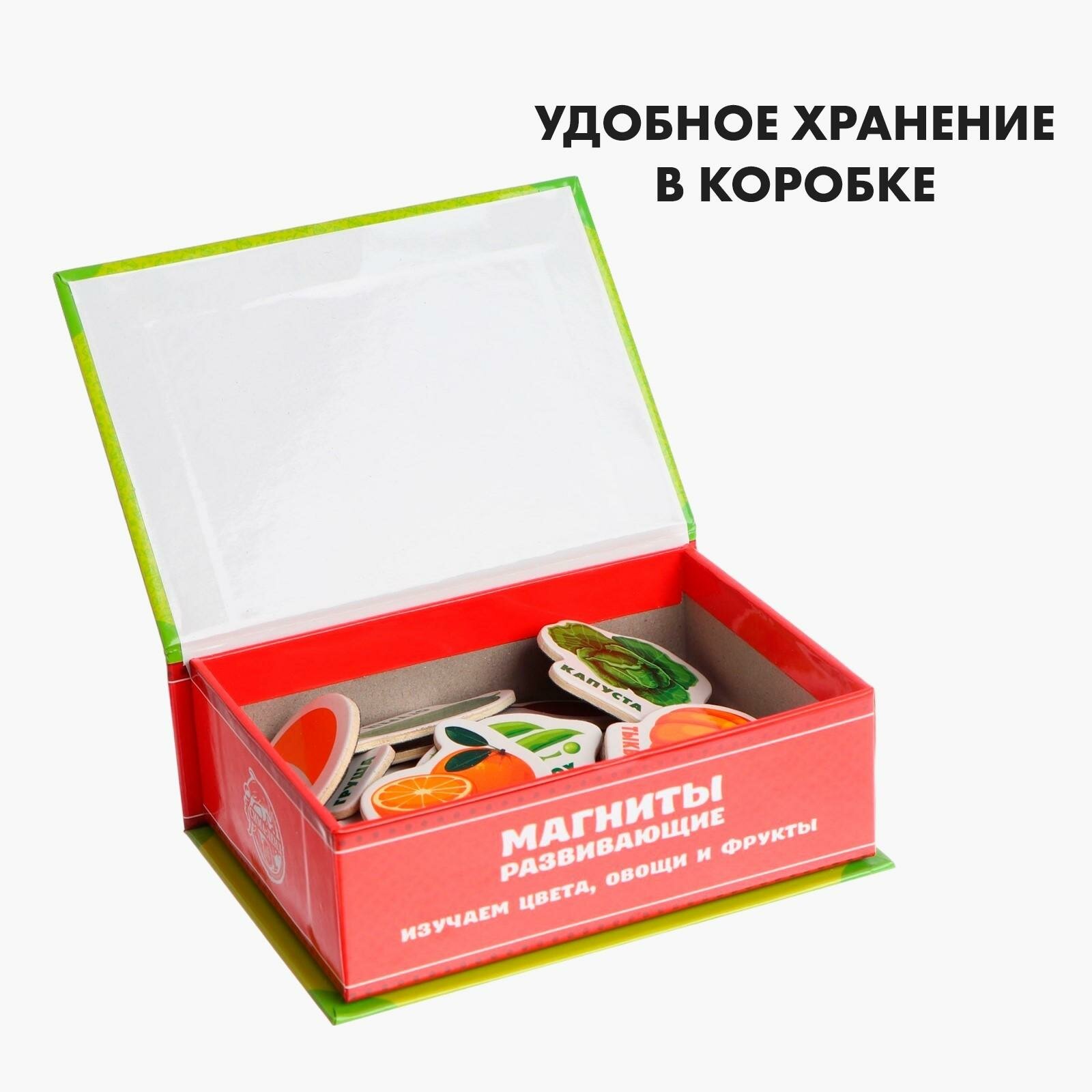 Развивающие магниты «Изучаем цвета и овощи - фрукты» (набор 25 шт.) — фото 1