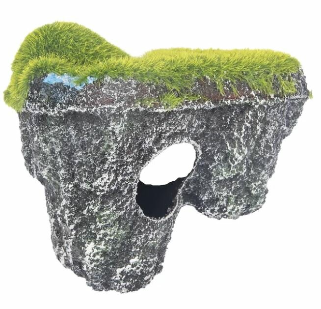 Грот  Камень  13 см Д х 8 5 см Ш х 12 см В  полирезин  серый  остаётся на плаву  Flamingo