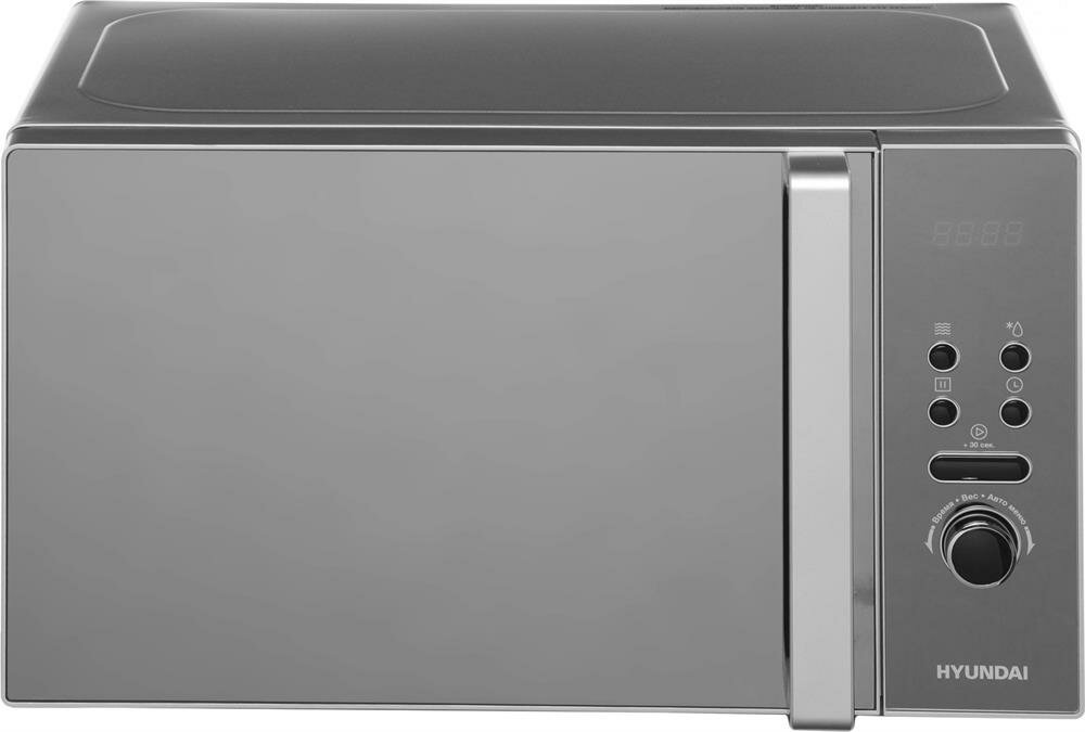 Микроволновая печь HYUNDAI HYM-D3002, объем 20 л, мощность 700 Вт, серебристый/серый