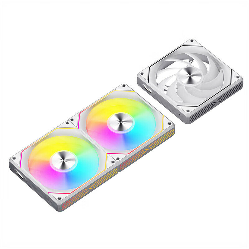 Aigo Starry Sky, Lanyue, Magnetic Fan, White Regular Blade, Triple Pack, Computer Case Fan (Wired-Free Splicing, ARGB Lighting Effects, Smart Temperature Control, Godlight Synchronization)