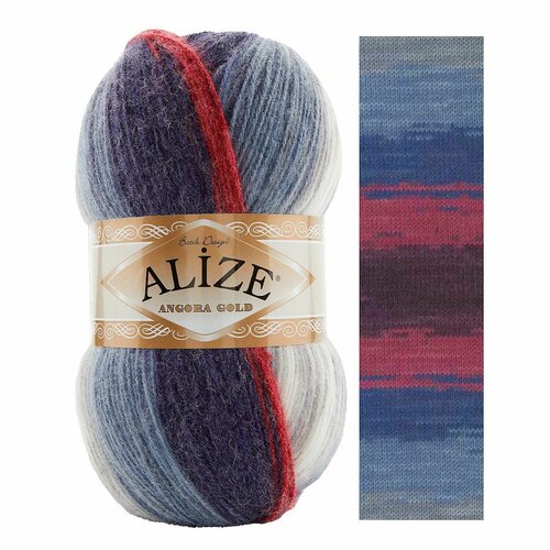 Пряжа ALIZE ANGORA GOLD BATIK, джинсовый батик - 2978, 20% шерсть, 80% акрил, 5 мотков, 100 г, 550 м.