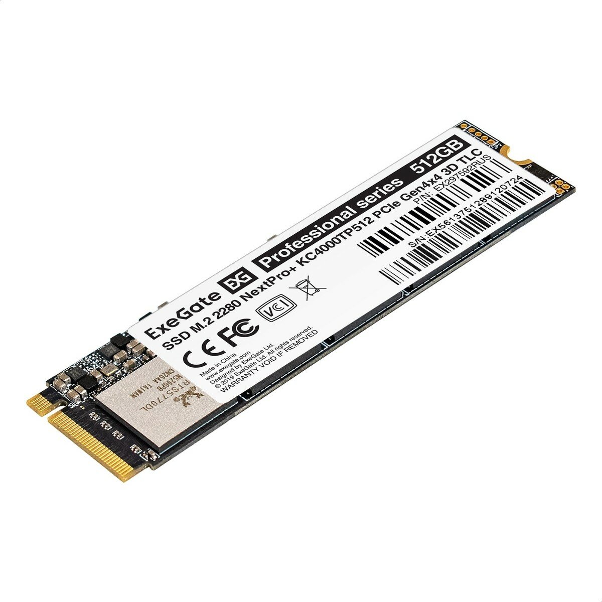 EXEGATE носитель информации SSD M.2 2280 512GB NextPro+ KC4000TP512 PCIe Gen4x4, NVMe, 22x80mm, 3D TLC EX297592RUS