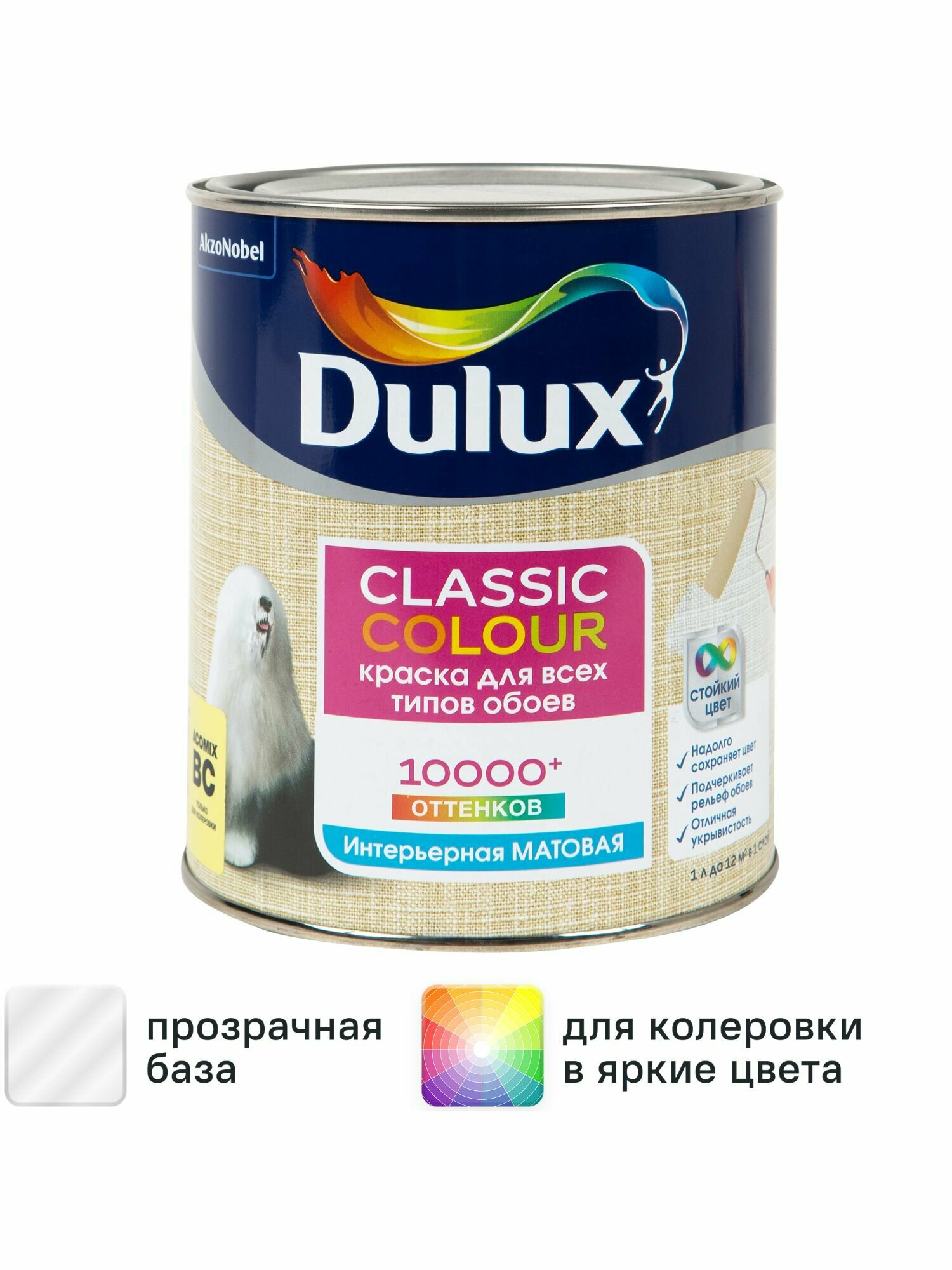 Краска для обоев Classic Colour матовая прозрачная база BC 09 л