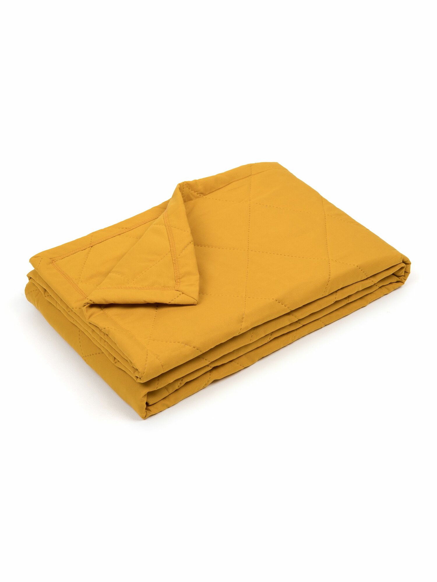HILLSON Покрывало на кровать, диван 120х200 лофт цвет горчичный, стеганое, поликоттон — фото 1