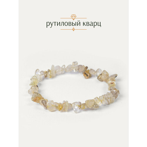 фото Эластичный браслет brandlove, кварц рутиловый, 1 шт., размер 19 см, золотистый, бесцветный