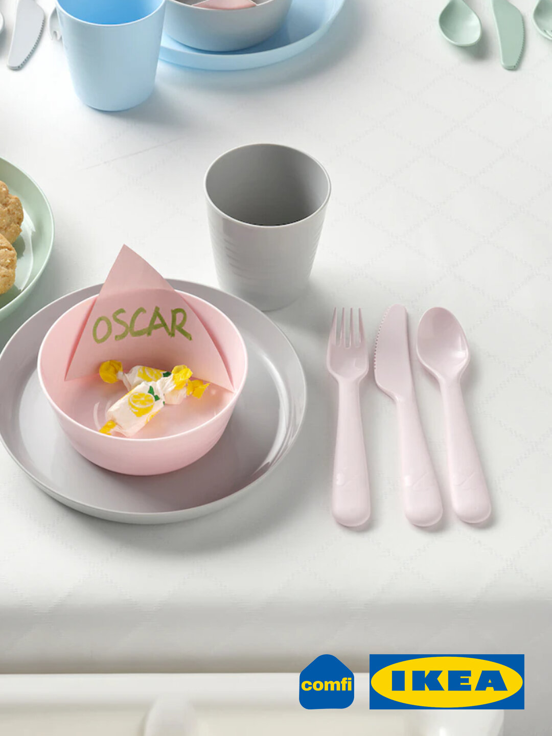 IKEA столовые приборы для детей и пикников, 18 предметов, разные цвета, безопасные — фото 1