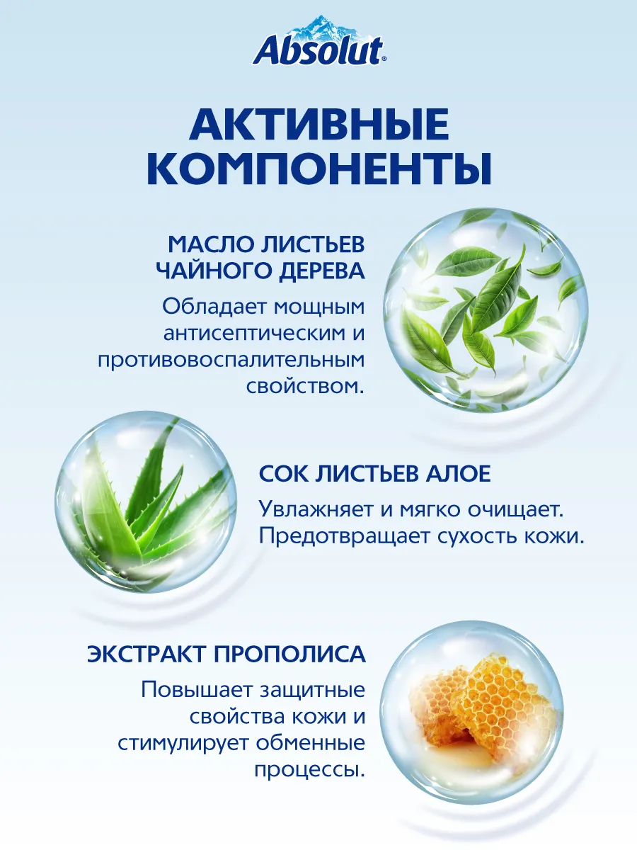 Жидкое мыло антибактериальное Absolut для рук алоэ вера 1 литр — фото 1