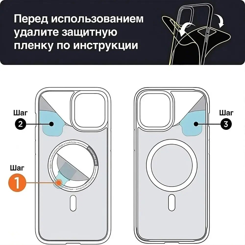 Чехол на айфон 16 с поддержкой MagSafe/ использования магнитных аксессуаров, противоударный, прозрачный — фото 1