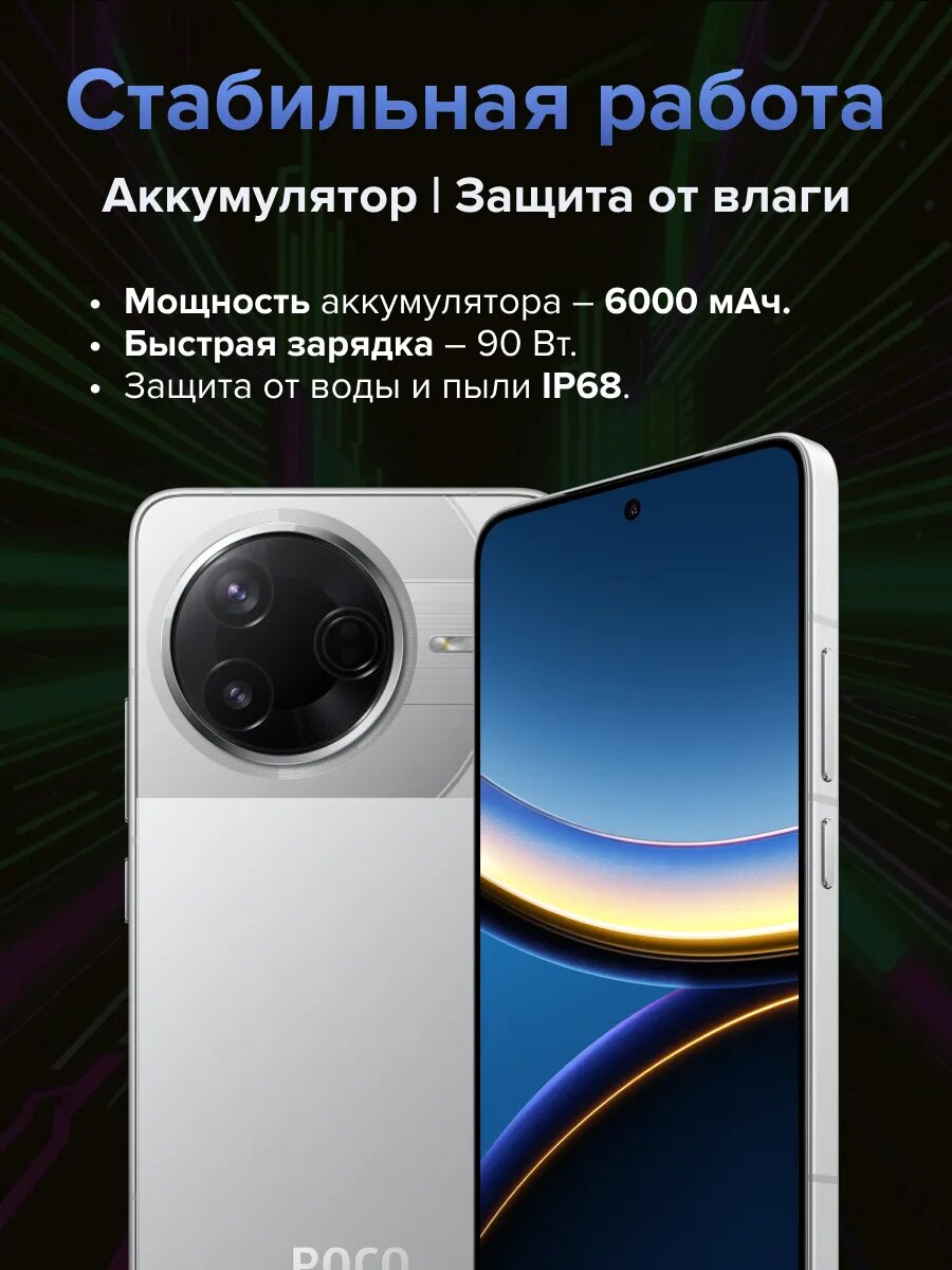 Смартфон POCO F7 Pro 12+256 ГБ Silver/AMOLED 6.67"/Android/Ростест — фото 1