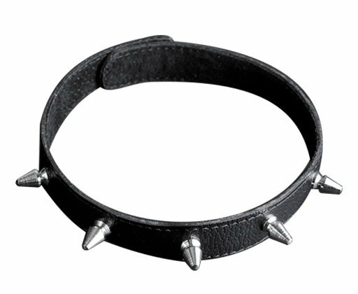 Универсальный узкий кожаный чокер с металлическими шипами Sitabella чёрный