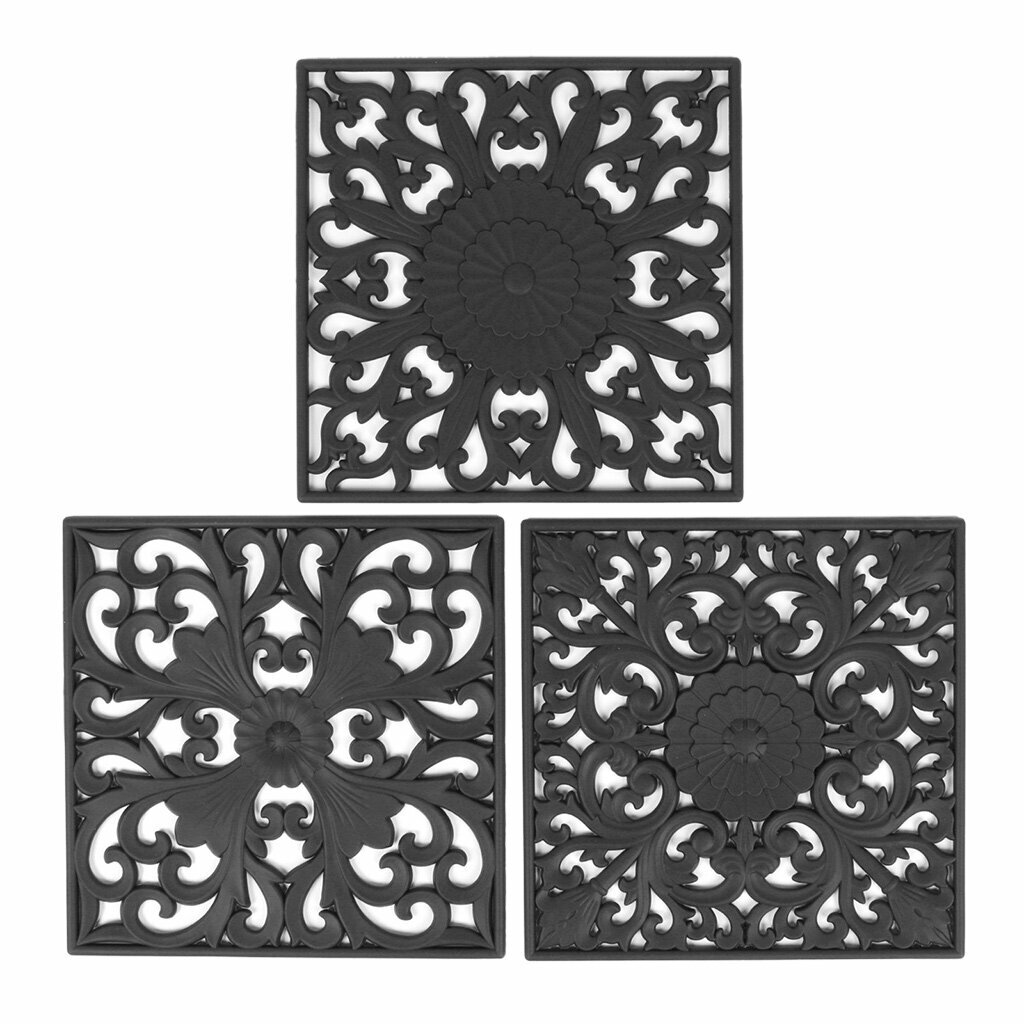 Square European Style Silicone Heat Insulation Pad to Protect the Desktop Pad Classical Pattern Hollow Anti-scalding Pad