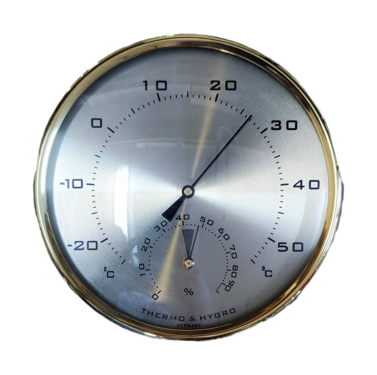 Капсула бытового термогигрометра Бриг   золото  латунь пластик  130х130 мм