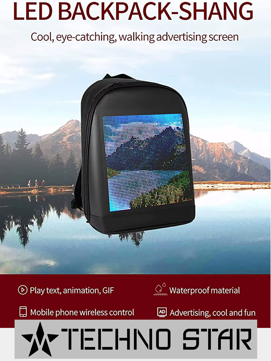 Рюкзак школьный с LED- экраном, для девочки и мальчика, Wi-Fi — фото 1