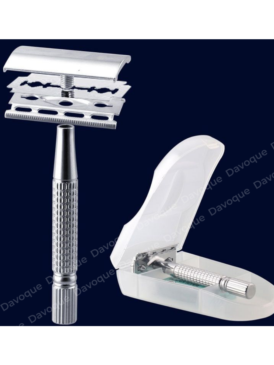 Бритвенные Станки Xiaomi Т- образная бритва стальная с 3 сменными лезвиями и футляром для хранения/Станок для бритья / Бритва многоразовая