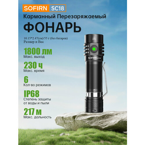 Sofirn SC18 1800лм EDC фонарик Type-C Перезаряжаемый SST40 TIR Оптика Объектив 18650 фонарь