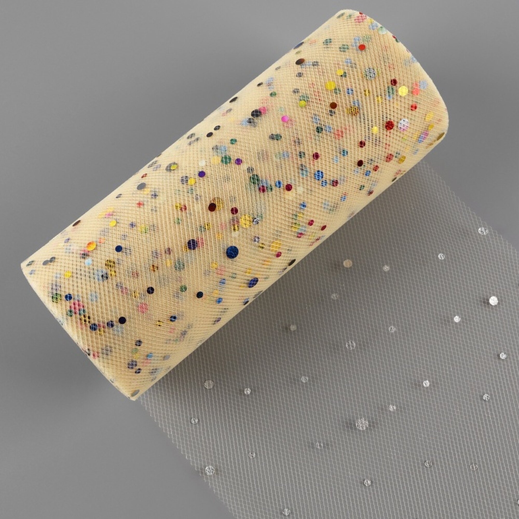 Фатин с разноцветными блёстками 15 см 23 ± 1 м 11 ± 1 г/кв. м цвет бежевый №4