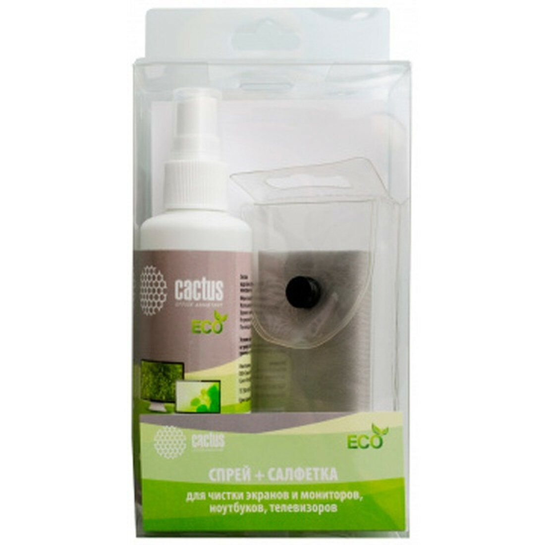 Чистящий набор Cactus CS-S3001E для экранов и оптики (салфетки + спрей) 18x18 см 100 мл