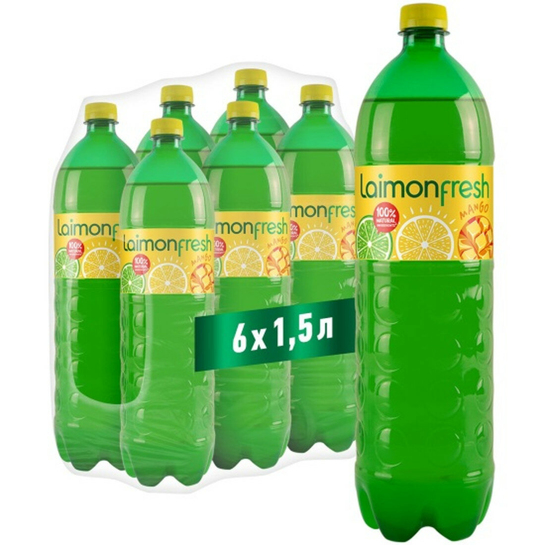 Напиток газированный Laimon Fresh Манго ПЭТ 1,5 л (6 штук в упаковке)
