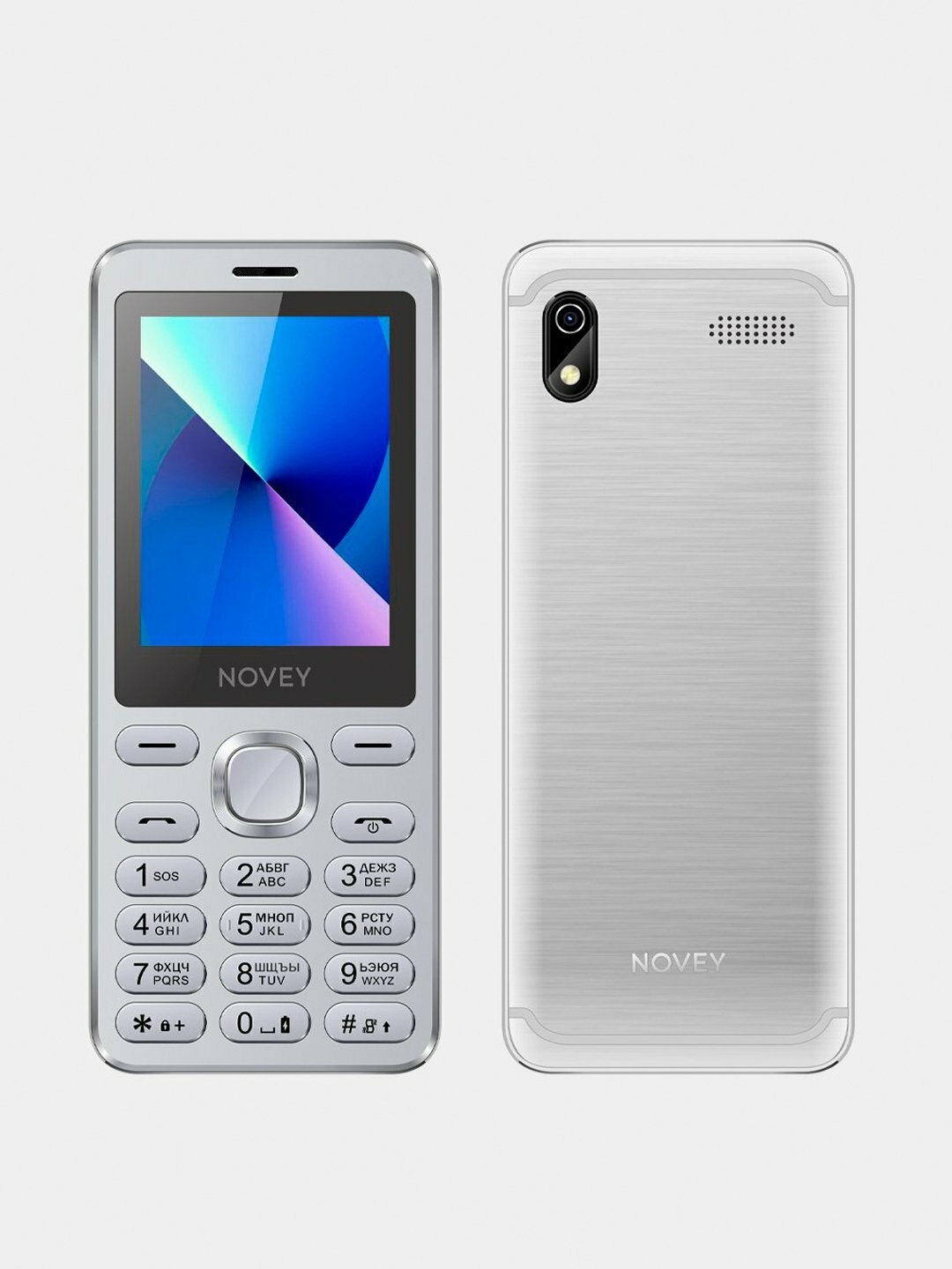 Кнопочный мобильный телефон Novey X50 с 2 - SIM слотами, серебряный