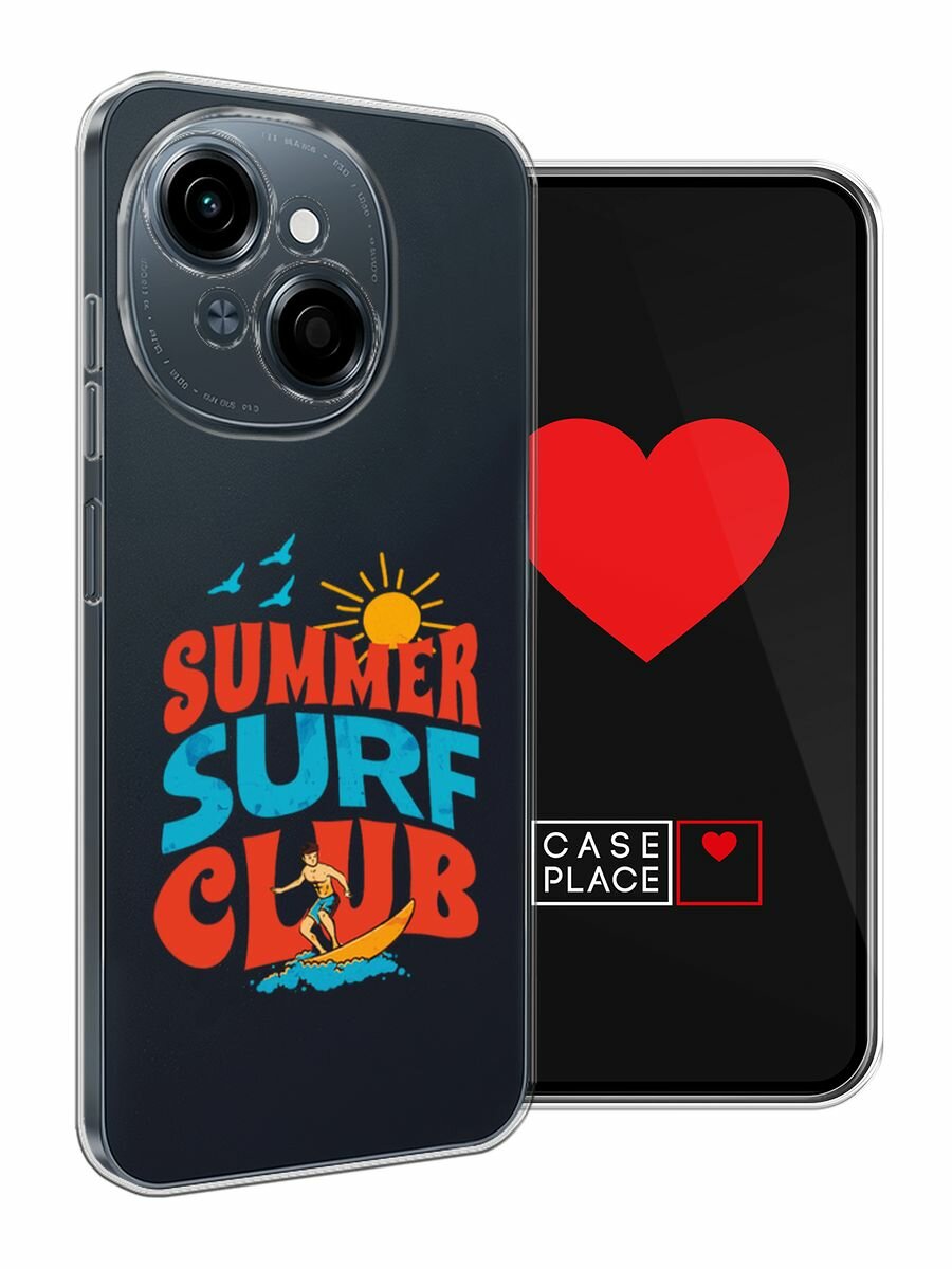Чехол на Tecno Spark Go 1/Pop 9 / Текно Спарк Go 1/Поп 9 с принтом "Summer surf club", прозрачный — фото 1