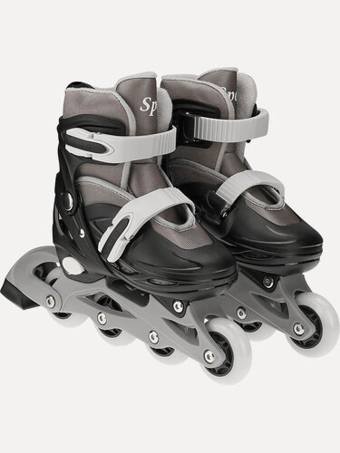 Изображение товара Роликовые коньки 2в1 с лезвием (ролики и коньки), черные, колеса ПВХ, раздвижные (размер 30-33). Арт. РЛК-1773