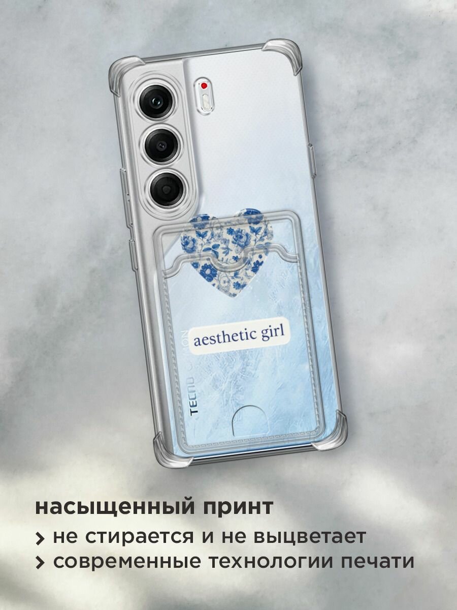 Чехол на Tecno Camon 40 Pro 5G (Текно Камон 40 Про 5G) с картой и принтом "Aesthetic girl" — фото 1