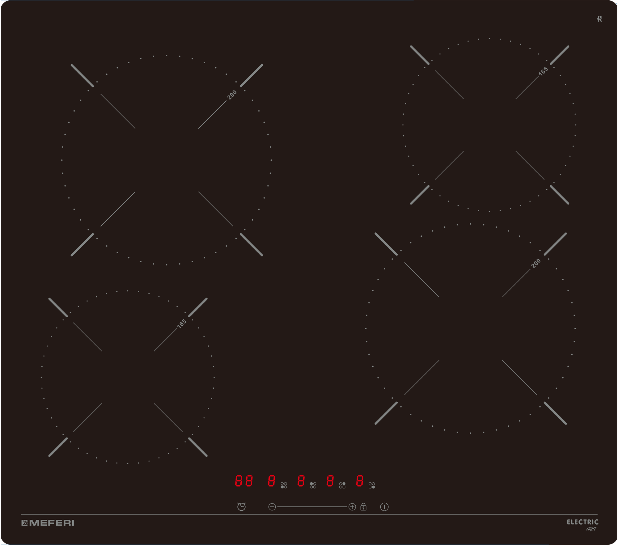 Варочная панель электрическая MEFERI MEH604BK LIGHT (Модификация 2025 года) 60 см черный 7200 Вт 9 уровней мощности