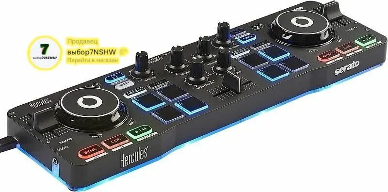 Hercules Helly DJControl Starlight - Портативный USB DJ контроллер - 2 проигрывателя с 8 ударными подушками