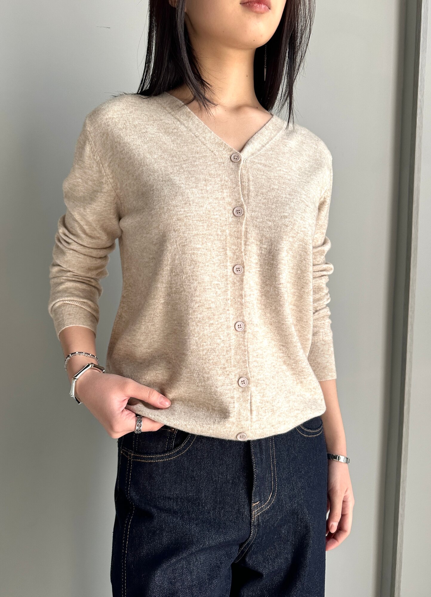 Кардиган INK Серый, черный, бежевый, размер Std, бежевый — фото 1